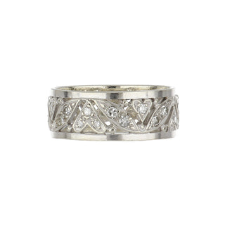 Art Deco White 14K Gold Round Cut Diamonds Eternity Band