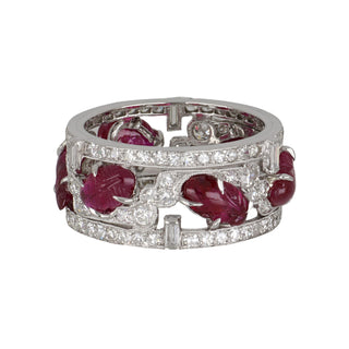 Antique Platinum Ruby and Diamonds Eternity Ring