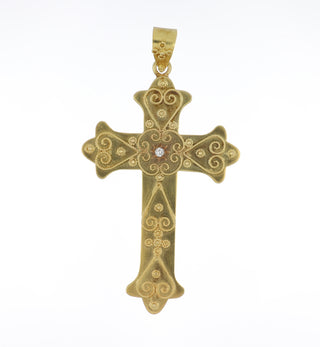 14K Gold Diamond Religious Pendant