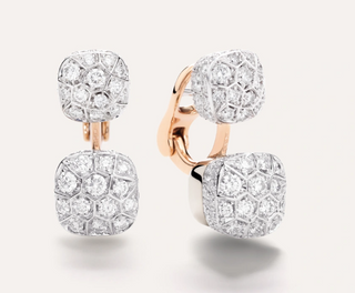 Pomellato Two-Tone 18K Gold Diamonds Drop Earrings