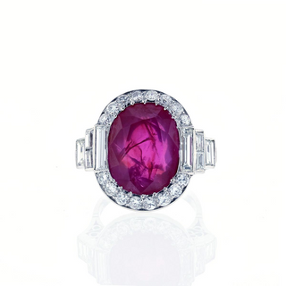 White Platinum Ruby Cluster/Halo Ring with Diamonds