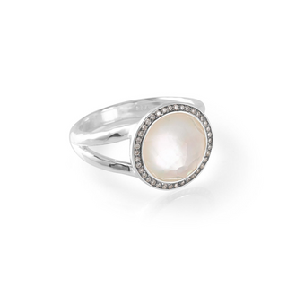 Ippolita Sterling Silver Mother Of Pearl Cluster/Halo Ring with Diamond