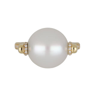 Mastoloni 18K Gold South Sea Pearl Cocktail Ring with Diamonds