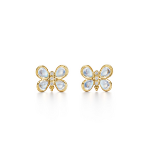 New-Reorderable Temple St Clair Yellow 18K Gold Cushion Cut Moonstone Spray Earrings with Diamonds