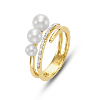 Mastoloni 14K Gold Freshwater Pearl Wrap Ring with Diamonds