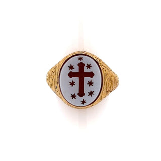 Vintage/Estate 18K Gold Chalcedony Signet Ring