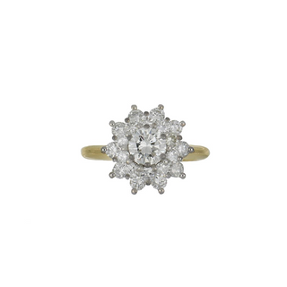 Vintage/Estate Two-Tone 14K Gold Diamonds Cluster Ring