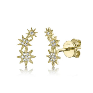 Shy Creation 14K Gold Diamond Stud Earrings