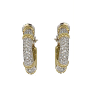 Vintage/Estate Two-Tone 18K Gold Diamonds Clip Earrings