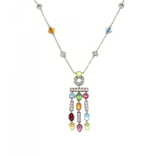 Estate 18K White Gold Bulgari Allegra Multi-Gem Necklace