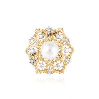 Buccellati Two-Tone 18K Gold South Sea Pearl Brooch with Pearl