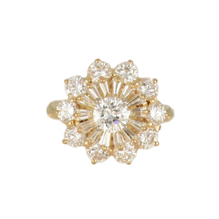 Vintage/Estate 14K Gold Diamonds Cluster Ring with Diamonds