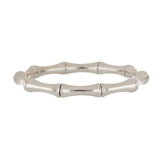 2010s Gucci 18K White Gold Stretch Bamboo Bangle Bracelet