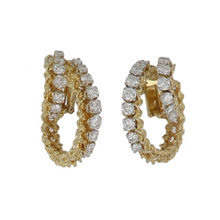 Neiman Marcus 18K Gold Diamonds Hoop Earrings