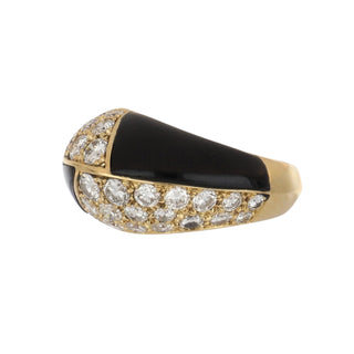 Mauboussin 18K Gold Onyxes Cocktail Ring with Diamonds