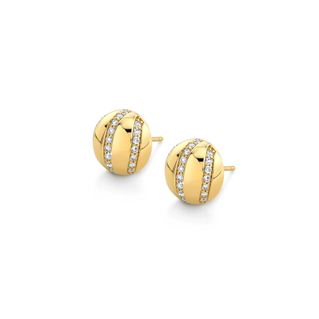 Michael M Yellow 14K Gold Round Cut Diamond Stud Earrings