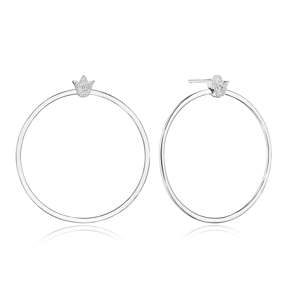 Verragio White 18K Gold Round Brilliant-Cut Diamond Hoop Earrings