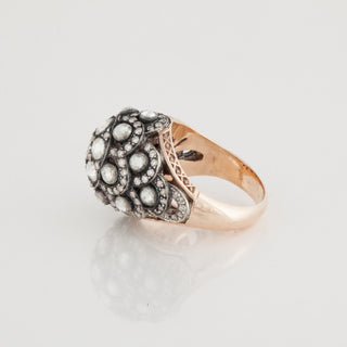 Vintage/Estate Two-Tone G&S Diamonds Cluster Ring with Diamonds