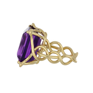 Vintage Tiffany & Co. 18K Gold Amethyst Solitaire Ring