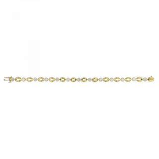 Signed 18K Gold Diamonds Station Bracelet