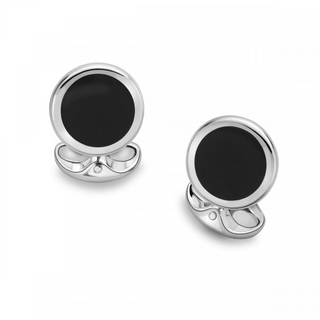 Deakin & Francis Sterling Silver Onyxes Cufflinks