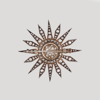 Victorian Silver topped Gold Starburst Diamond Brooch