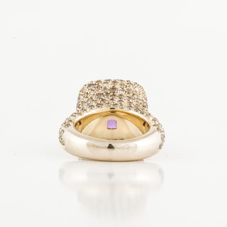 Estate 18K Gold Amethyst Cocktail Ring with Fancy Color Diamonds