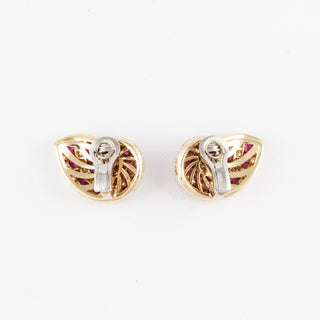 Tiffany & Co. 18K Gold Diamonds Clip Earrings with Rubies