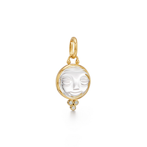 Temple St Clair 18K Gold Carved Cut Rock Crystal Drop Pendant with Diamonds