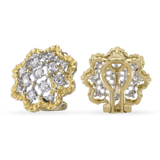 Buccellati Two-Tone 18K Gold Diamonds Button Earrings