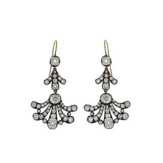 Victorian Silver-Topped Gold Diamond Drop Earrings