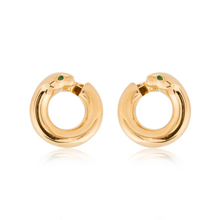 Cartier 18K Gold Emeralds Hoop Earrings