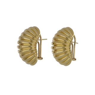 Vintage 1990s Vendorfa 18K Gold Ribbed Button Earrings