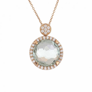 Lisa Nik 18K Rose Gold Quartz Drop Pendant with Diamond