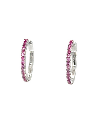 Lisa Nik 18K White Gold Ombré Pink Sapphire Hoop Earrings