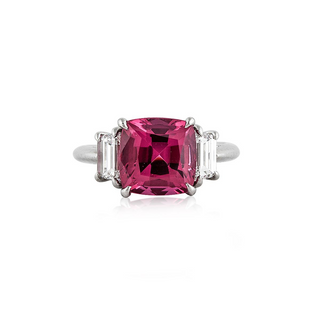 Tiffany & Co. Platinum Spinel 3 Stone Ring with Diamonds