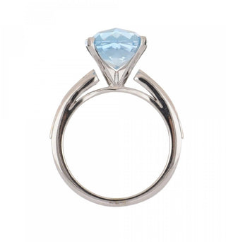 Vintage/Estate Two-Tone Gold & Platinum Blue Topaz Solitaire Ring with Side Stones with Diamonds