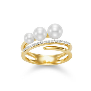 Mastoloni 14K Gold Freshwater Pearl Wrap Ring with Diamonds