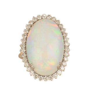 Tenenbaum Collection18K Gold Opal Ring with Diamond Halo