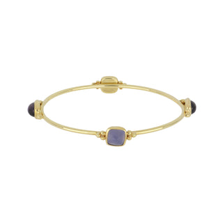 Mazza 14K Gold Chalcedony and Iolite Station Bangle