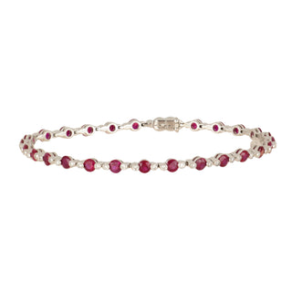 Estate Favero 18K White Gold Ruby and Diamond Bracelet