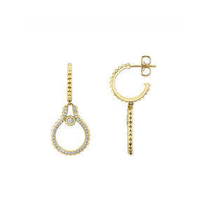 Michael M Yellow 14K Gold Round Cut Diamonds Drop Earrings