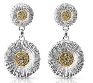 Buccellati Two-Tone Silver Diamond Drop Earrings