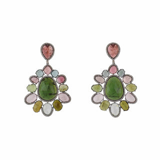 Tenenbaum Collection Sterling Silver Tourmaline Drop Earrings with Aqua