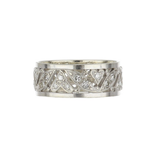 Art Deco White 14K Gold Round Cut Diamonds Eternity Band