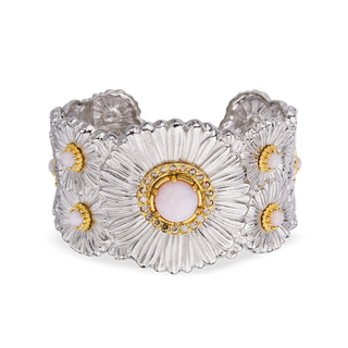 Buccellati Sterling Silver Daisy Cuff Bracelet in Pink Opal