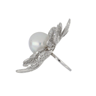 Tenenbaum Workshop 18K White Gold South Sea Pearl Cocktail Ring with Diamonds