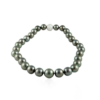 Vintage/Estate 18K White Gold Tahitian Pearl Choker Length Necklace with Diamonds