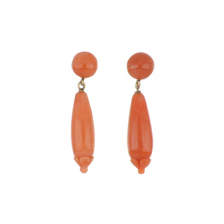 Victorian 14K Gold Coral Drop Earrings