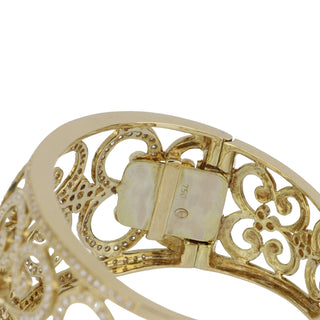 Estate Leslie Greene 18K Gold Openwork Diamond Cuff Bracelet